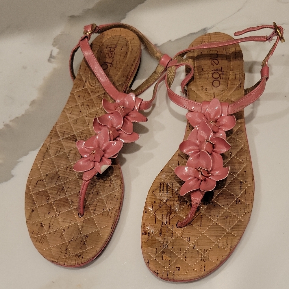Me Too Pink Floral Sandals Size 9 New Flats